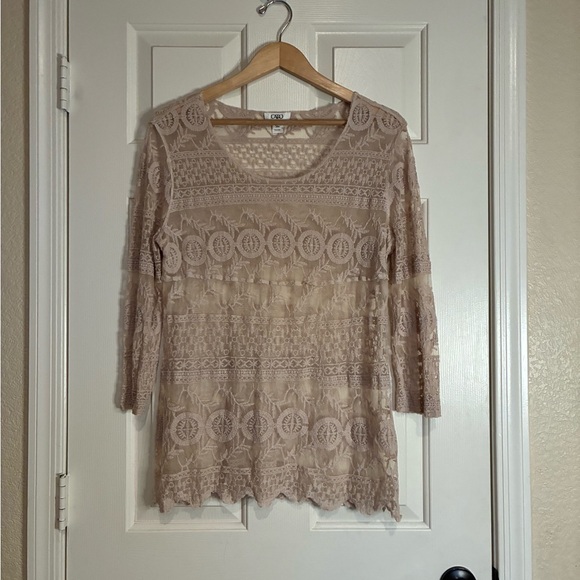 Cato Tops - Cato Beige Lace Blouse